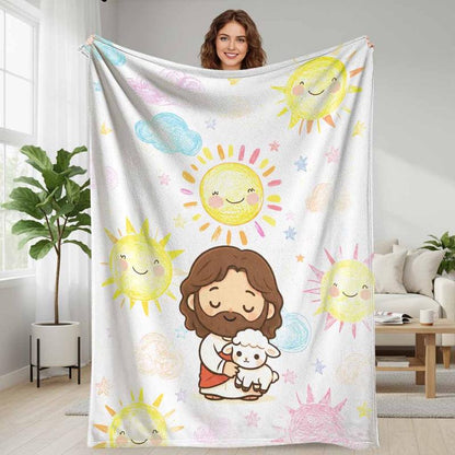Jesus & His Little Lamb Cozy Blanket