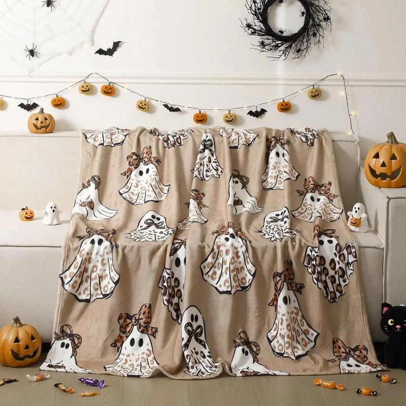 The Boo & Bows Leopard Print Cozy Blanket