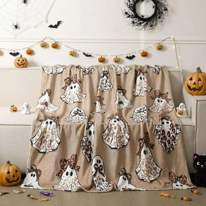 The Boo & Bows Leopard Print Cozy Blanket