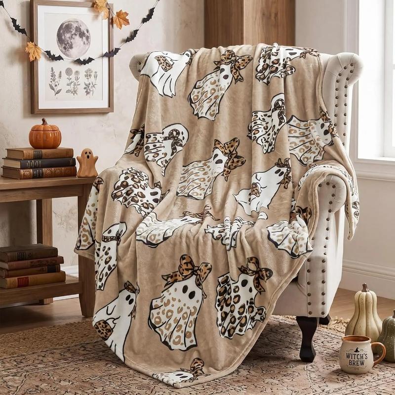 The Boo & Bows Leopard Print Cozy Blanket