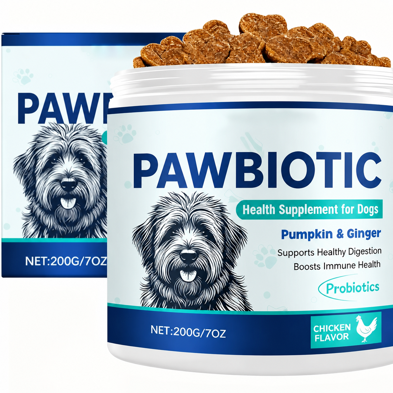 PAWBIOTIC — Daily Probiotic Soft Chews for Dogs | Pumpkin, Ginger & Probiotics | Chicken Flavor | 200g